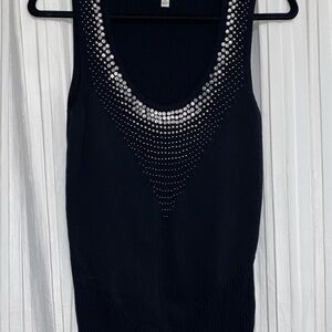 Cache Embellished Sleeveless Sweater Top